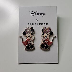 NEW DISNEY x Baublebar red dress Minnie Mickey Mouse pierced earrings ON CARD